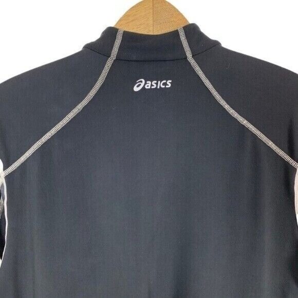 ASICS Small Gray Black Zip Up Track Jacket Running Athletic Sweater - Picture 4 of 7